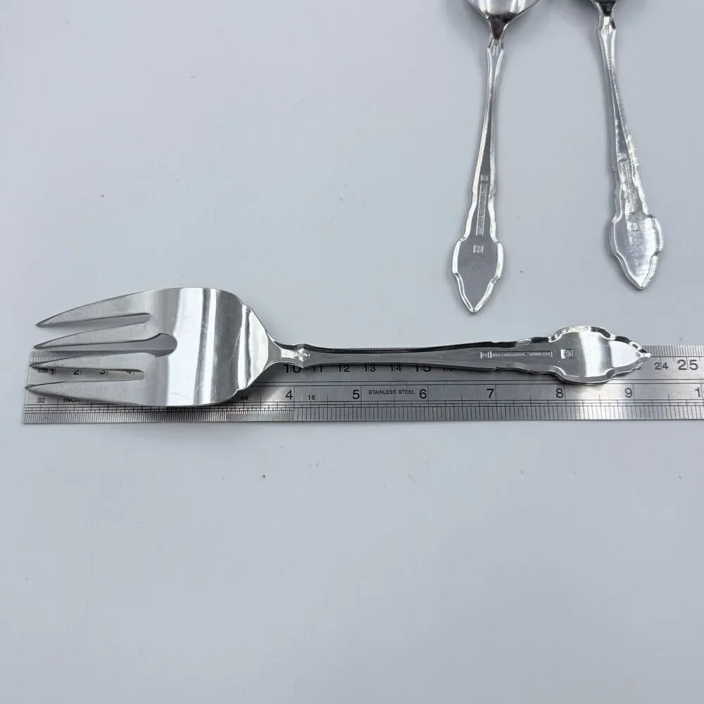SILHOUETTE (2) Oval Soup Spoon & (1) Serving Fork Stainless IS International